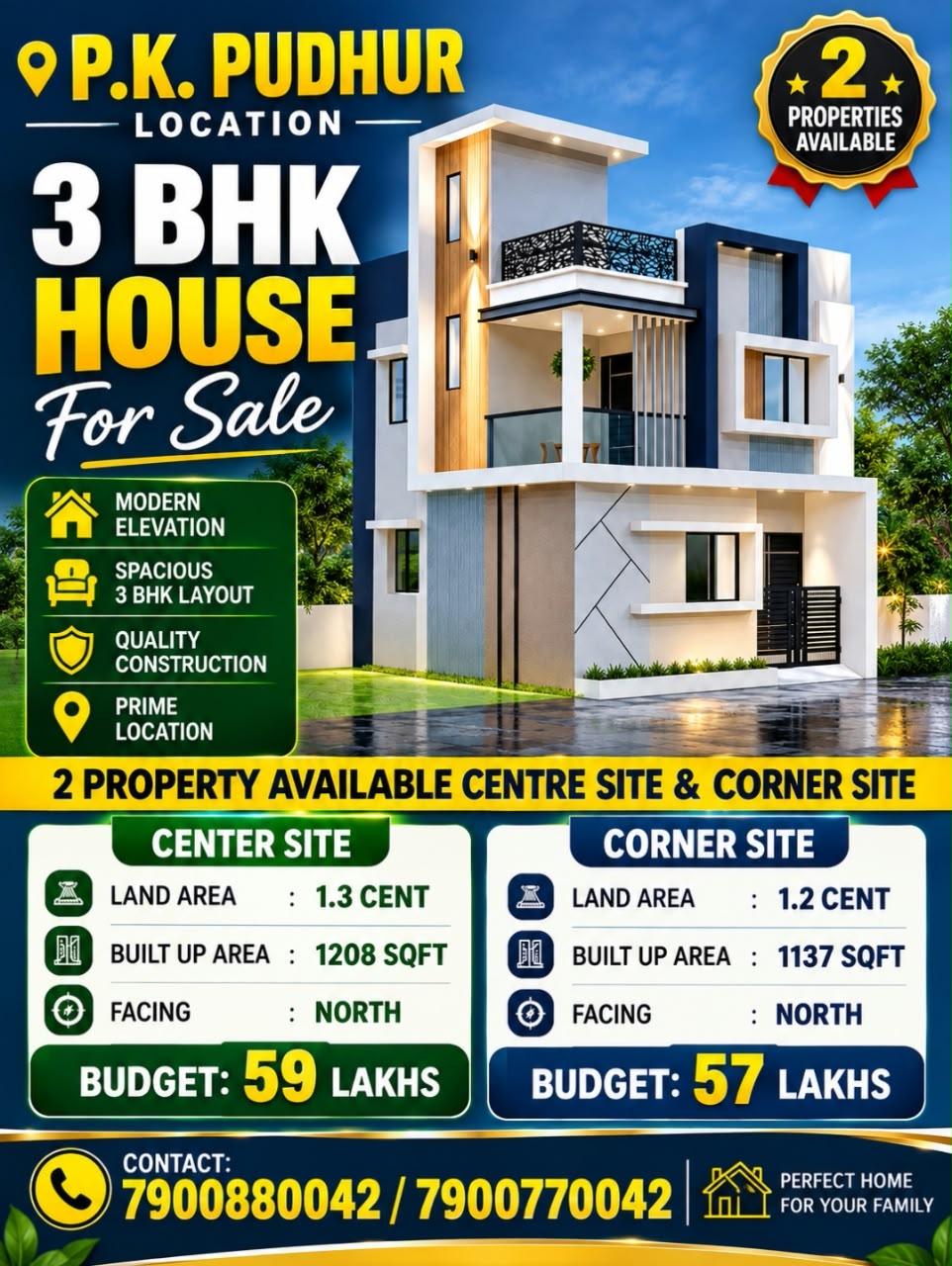 3BHK INDEPENDENT HOUSE . 2 PROPERTY AVAILABLE